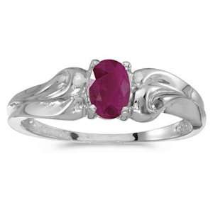  10k White Gold July Birthstone Oval Ruby Ring Jewelry