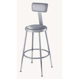 National Public Seating 30inH Padded Stool with Backrest by National 
