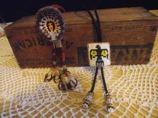 VINTAGE NATIVE AMERICAN BOLO TIES HAND MADE BEADED GLASS TIES ESTATE 
