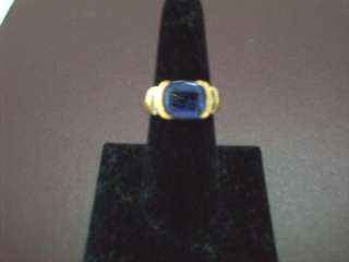 Mens Ring Sterling Silver Plated Blue Stone Size 8  