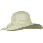 e4Hats Mesh Crown Ribbon Braid Wide Brim Bow Button Hat   Cream