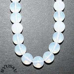 Czech White Opal Druk Glass Beads