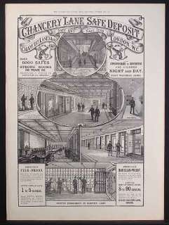 HUGE ORNATE 1887 AD FOR SAFE DEPOSIT SAFES, ROOMS  