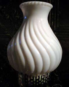 SALE Vintage Swirl Milk Glass Lamp Light Shade Chimney  