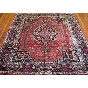    9x12 Hand Knotted Mashad Persian Rug   127x98
