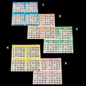 Bingo Paper Cards   4 cards   5 sheets   125 packs of 5 sheets   2500 