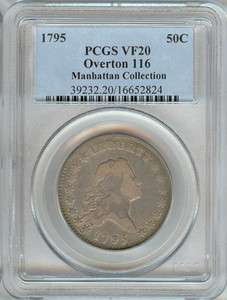 1795 Bust Half Dollar PCGS VF20 Overton 116 R4. Manhattan Collection 