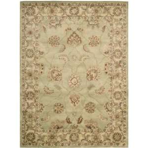  Charleston Collection Light Green Floral Hand Made Wool 