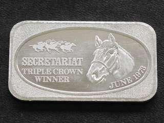   Secretariat Triple Crown Winner Silver Art Bar 1 Troy Ounce C1006L