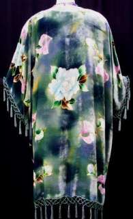 Silk Kimono Opera Coat Hand Painted & Beaded Velvet New  