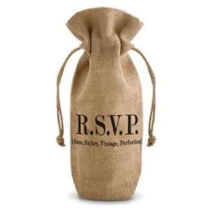 Imprinted R.S.V.P. Jute   Gift Bag w/ Rope Drawstrings (Bottle not 