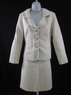 ISABELLA SUITS Cream Brocade 2pc Blazer Skirt Suit 8  