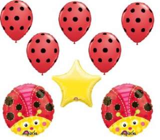 Ladybug garden latex balloons birthday party supply kit  