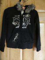   Aeropostale Girls Faux Fur Lined Hoodie with Jeweled Front BNWT S M