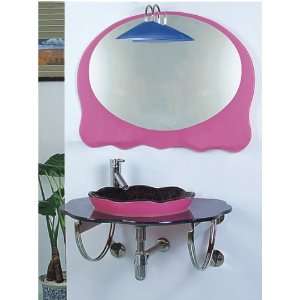   Single Sink Bathroom Vanity LUX BC 6626. 28 x 22, Pink, Chrome, Glass