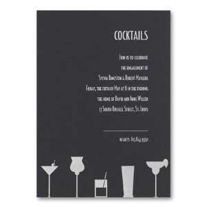  Silver Cocktails on Black Invitation by Checkerboard 