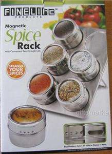 MODERN STAINLESS STEEL MAGNET SPICE RACK JAR CONTAINER GIFT SET NIB 