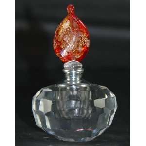  Va Bene Murano Red Glass Perfume Bottle Colored Leaf NEW 
