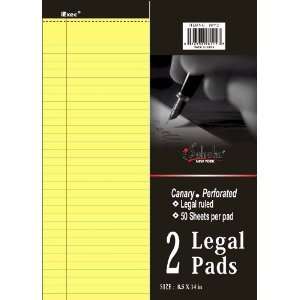  iScholar Canary Legal Pads, 2 Pack, 8.5 x 14 Inches, 50 