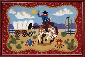 Cowboy Horse Country Western Riding Kids Nylon Area Rug  