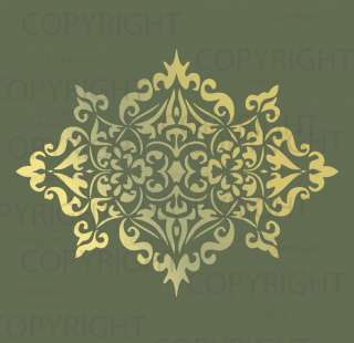 LARGE 12 X 12 DAMASK STENCIL WALL FAUX MURAL  