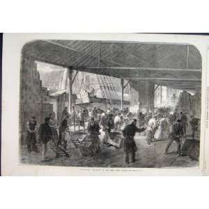  1867 Tea Ships East India Docks Men Work Old Print