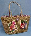 NEW XHILARATION BEACH HAND BAG PURSE STRAW FLOWERS