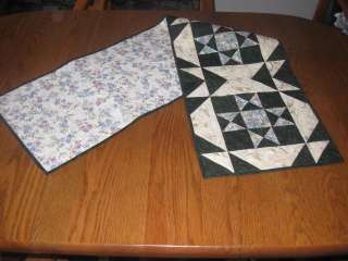 Handmade Table Runner spring floral quilted doves  