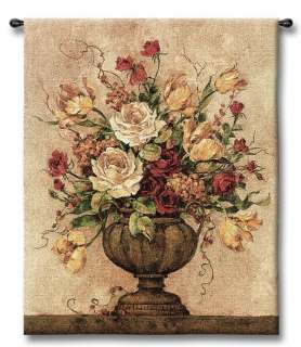 POTTED FLORAL BOUQUET II ART TAPESTRY WALL HANGING  