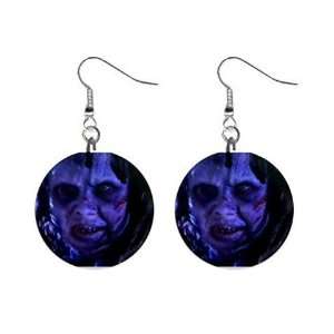 Blue EXORCIST Halloween Horror Earrings 1 Button Jewelry 16438315