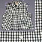 Jones New York Size 16P PXL 18P Black White Plaid Cotton Shirt Top 