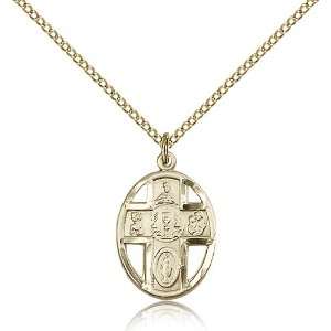 Gold Filled Five 5 Way / Holy Communion Chalice Medal Pendant 3/4 x 1 