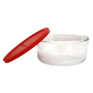  Plus 7 Cup Round Storage Dish with Red Plastic Cover