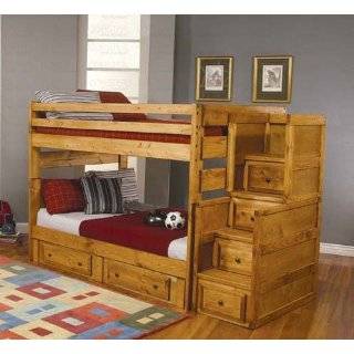 Stair Step Bunk Bed with 3 Drawer Bunk Pedestal 