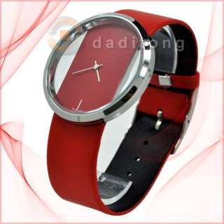 Fashion Genuine Leather Transparent Dial Elegance Wrist Watch Xmas 
