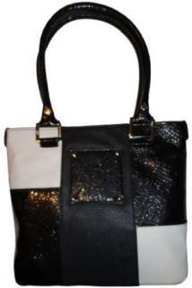   Anne Klein Purse Handbag Perfect Tote Black/White Patchwork Clothing