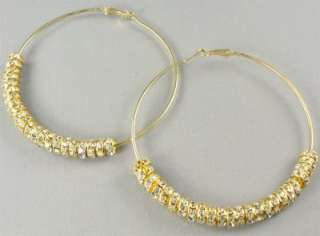 Gold Rhinestone Hoops Earrings Basketball Wives POPARAZZI inspired 
