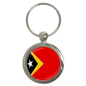  East Timor Flag Round Key Chain