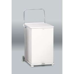 United Defenders 40 gallon Steel Step Can with Wheels White Waste 