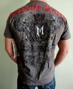 NEW $70 Monarchy Mens Cotton Premium T Shirt BROWN STUD Skull 