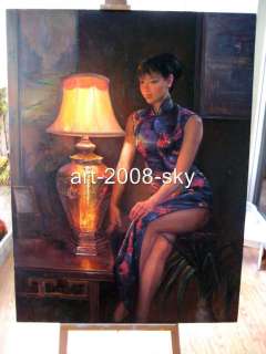 Original women Oil painting female art chinese Beautiful girl 36x48 
