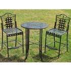 Caravan 3 pc metal patio bistro bar table set with arm chairs in 
