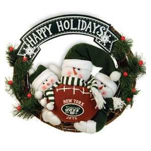   York Jets 20 Three Snowmen Football Family Wreath