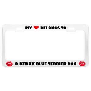   Terrier Dog Pet White Metal License Plate Frame Tag Holder Automotive