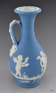 Antique Light Blue Jasperware Wedgwood Vase w/ Handle  