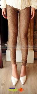 Women Fashion Vintage Sweet Lace Stretchy Pencil Leggings Pants 
