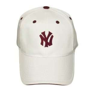 MLB NEW YORK YANKEES WHITE BURGUNDY HAT CAP ADJ NEW  