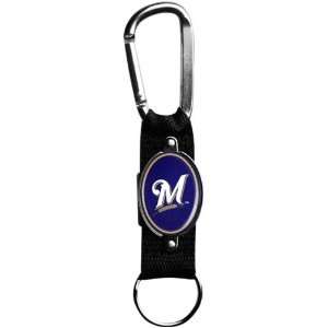  MLB Milwaukee Brewers Black Carabiner Clip Keychain 