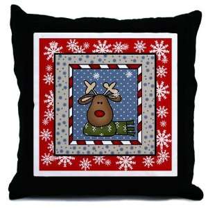  Reindeer Holiday Christmas Throw Pillow by 