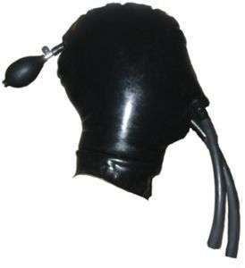Inflatable Three Hose Rubber Hood deprivation mask  